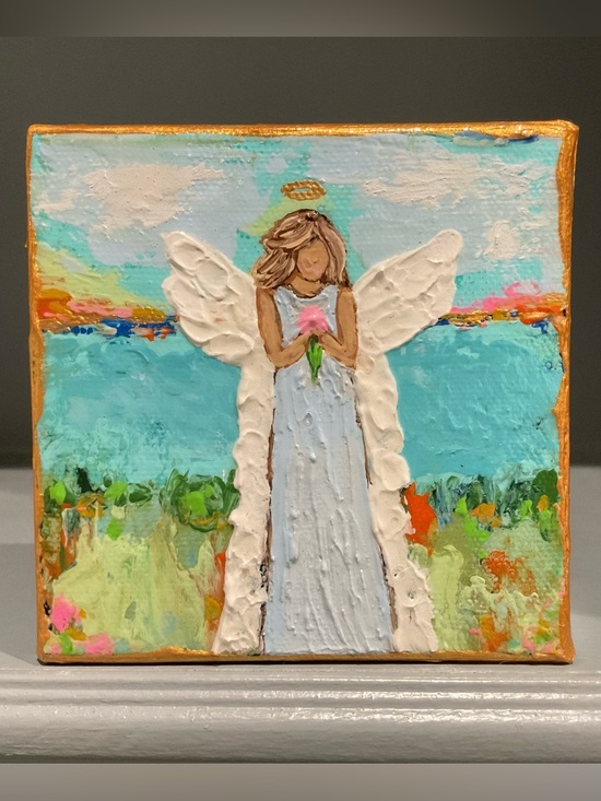 D.Gordon Art Other - 🔴Handcrafted Angel Painting in Blue, White & Gold Accent🔴